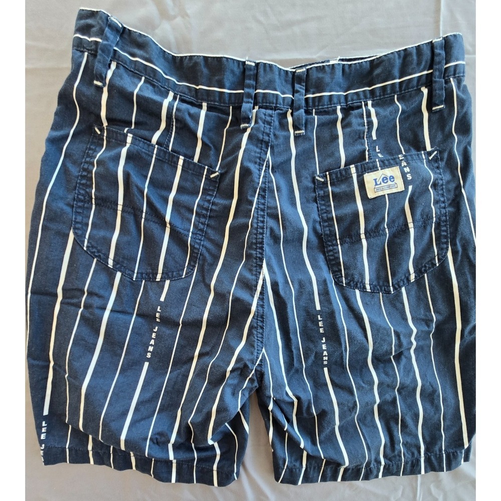 Lee Bermuda Shorts Striped Nave Blue W31 90s Retro Old Money Minimalist - Picture 2 of 16